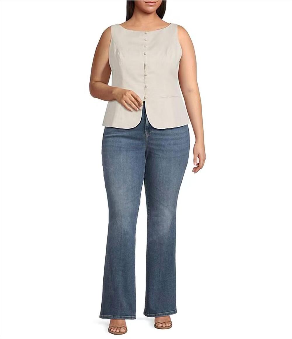 NEW LUCY PARIS round neck sleeveless vest top in beige